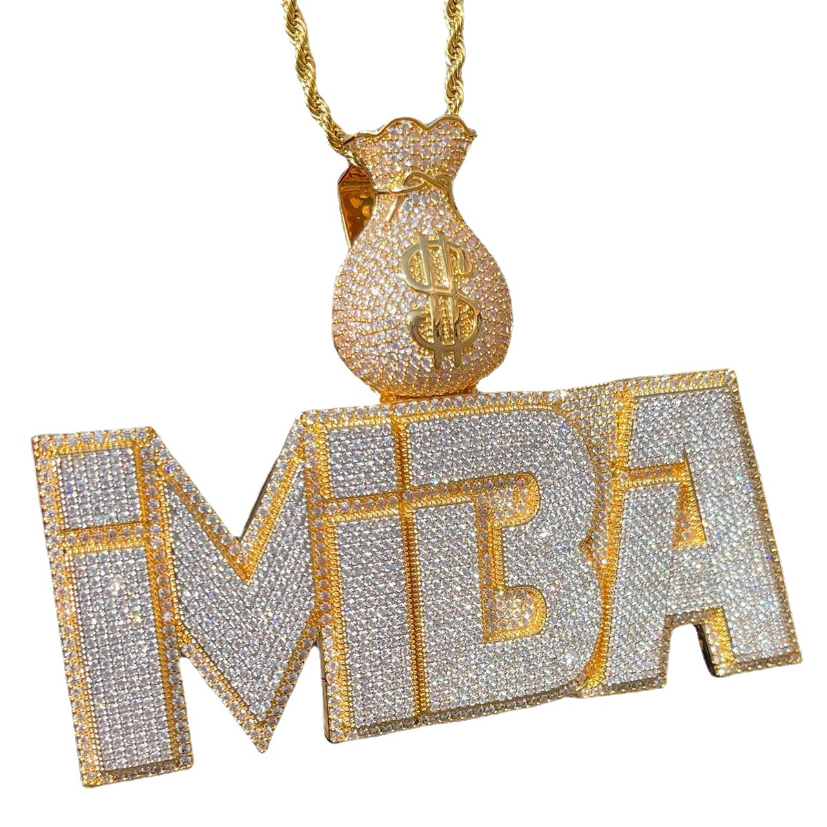 Designer de jóias personalizado carta nome pingente gelo fora diamante vvs moissanite hip hop pingente 18k banhado a ouro nome pingente