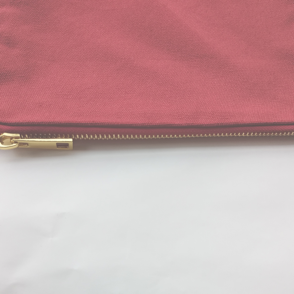 pochette de maquillage en toile de coton bordeaux 6x9in 12oz avec doublure dorée sac à cosmétiques solide zip doré