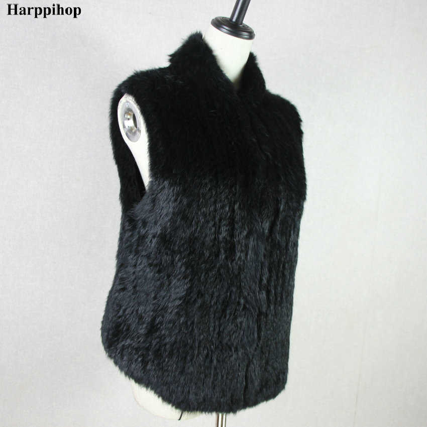 Women's Fur Faux Fur Women's Knitted Real Rabbit Fur Vest Pullover Solid Female Fashion Warm Coat HKD230727