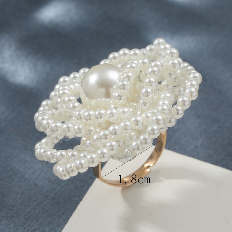 Bagues coréennes en perles de grande fleur pour femmes et filles, bague ouverte à fleurs délicates faites à la main, cadeau de saint valentin