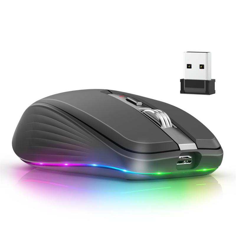 mouse recarregável dual mode bluetooth 5.1 para gamers mouse rgb 700mah design silencioso 80cm linha de carregamento tipo c mouse sem fio usb 4800 frames segundo taxa de atualização