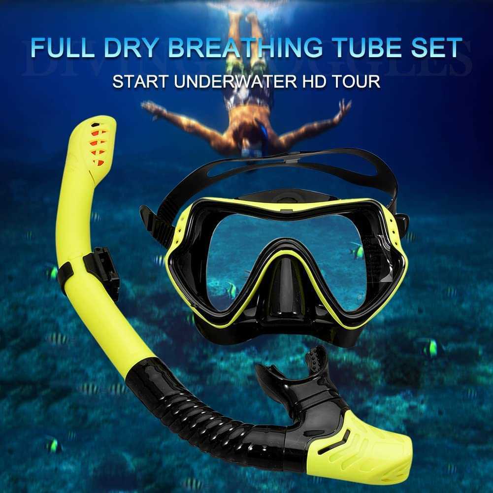 Dykmask professionell snorkel dykmask och snorklar glasögon glas dykning simning rör set snorkel mask vuxen unisex