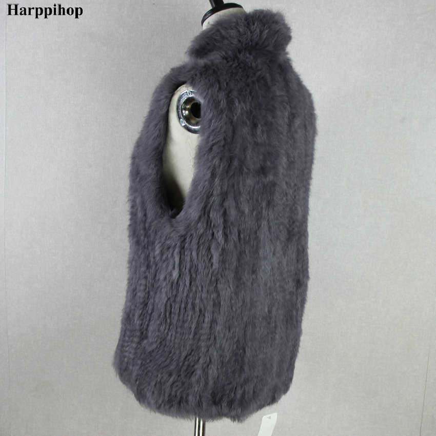 Women's Fur Faux Fur Women's Knitted Real Rabbit Fur Vest Pullover Solid Female Fashion Warm Coat HKD230727