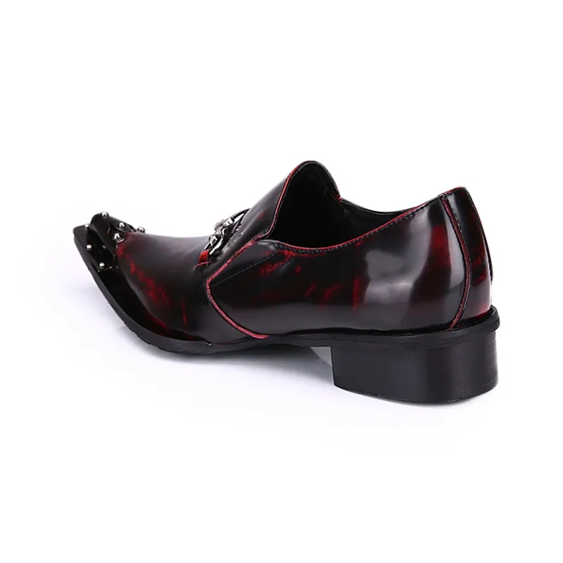 Chaussures habillées en cuir pour hommes Vin rouge à bout pointu, chaussures de mariage pour hommes zapatos de hombre, grandes tailles EU38-46!