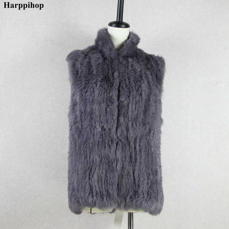 Women's Fur Faux Fur Women's Knitted Real Rabbit Fur Vest Pullover Solid Female Fashion Warm Coat HKD230727