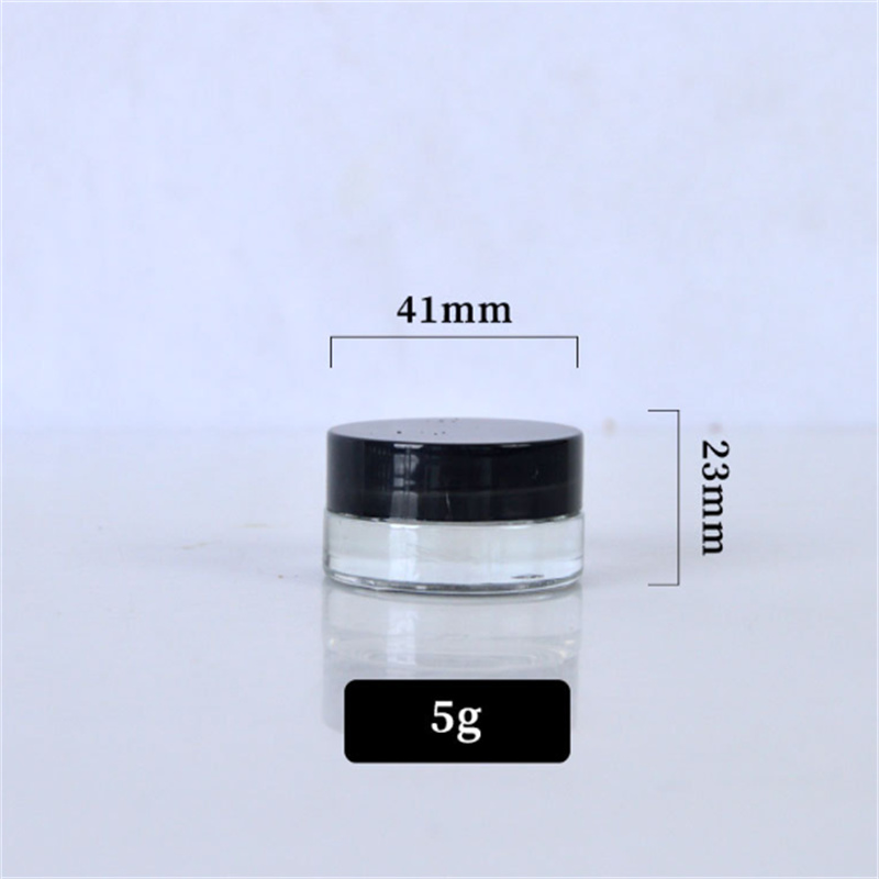 식품 등급 빈 병 5ml Cr 유리 항아리와 어린이 검은 뚜껑 비 막대기 농축 물 두꺼운 오일 왁스 용기 JL1736