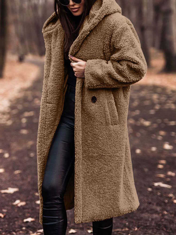 نساء الفراء فو الخريف الشتاء معطف طويل المرأة أفخم دافئة النساء تيدي سترة أنثى الملابس الخارجية السيدات HKD230808