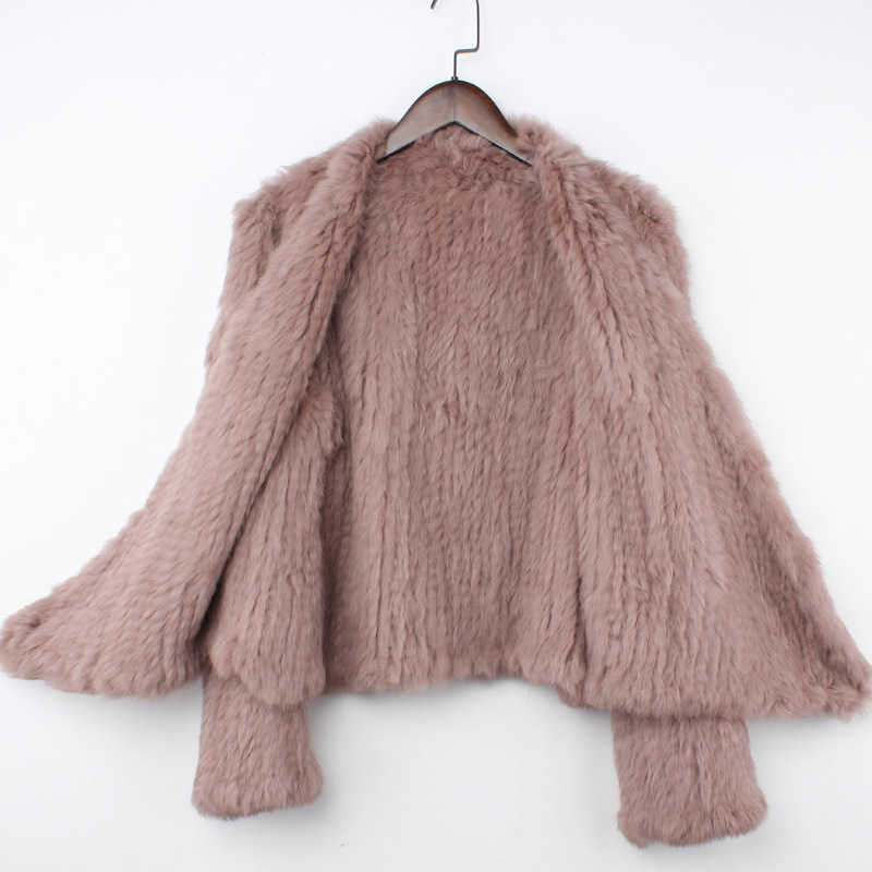 Women's Fur Faux Fur Real Rabbit Fur Knit Cardigan Coat Jacket Natural Handmade Irregular Collar Overcoat Rabbit Fur Knitted Outerwear Vest HKD230727