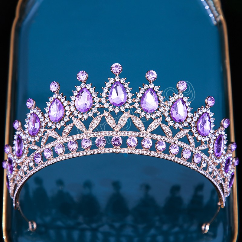 Luxury AB Crystal Tiara Crown Hair Jewelry Diadem Birthday Party Wedding Gift Rhinestone Bridal Crown Accessories