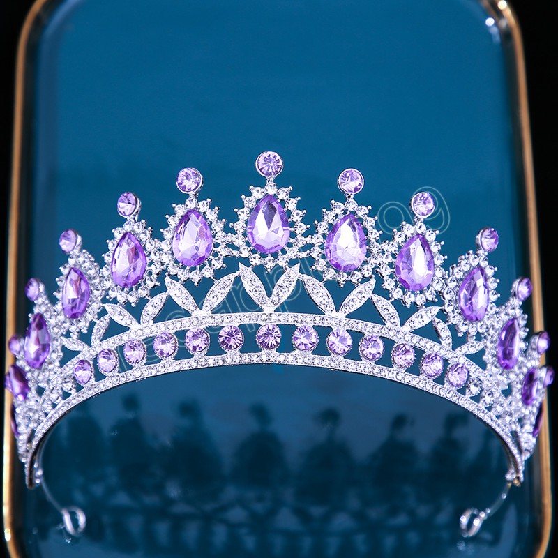 Luxury AB Crystal Tiara Crown Hair Jewelry Diadem Birthday Party Wedding Gift Rhinestone Bridal Crown Accessories