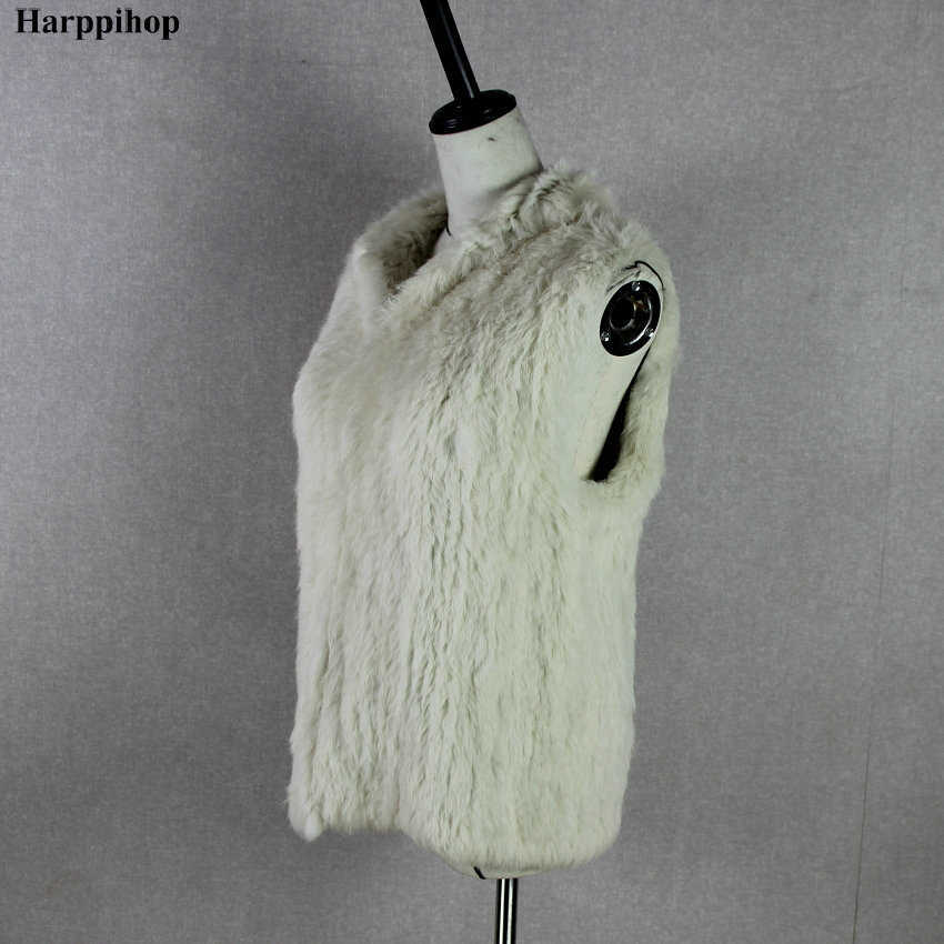 Women's Fur Faux Fur Women's Knitted Real Rabbit Fur Vest Pullover Solid Female Fashion Warm Coat HKD230727