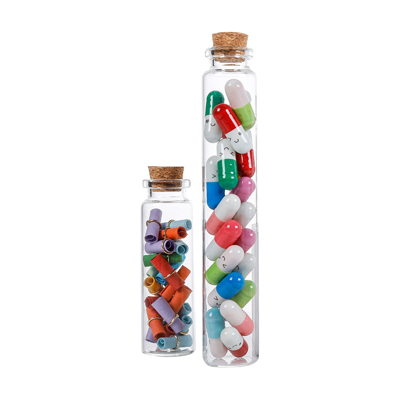 Durchm. 22-mm-Glasflasche mit Korkstopfen, 6 ml, 8 ml, 10 ml, 12 ml, 17 ml, 20 ml, 30 ml, transparentes Mini-Wunschfläschchen-Reagenzglas