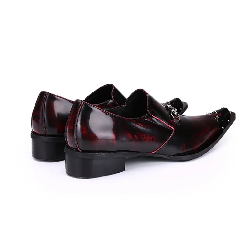 Chaussures habillées en cuir pour hommes Vin rouge à bout pointu, chaussures de mariage pour hommes zapatos de hombre, grandes tailles EU38-46!