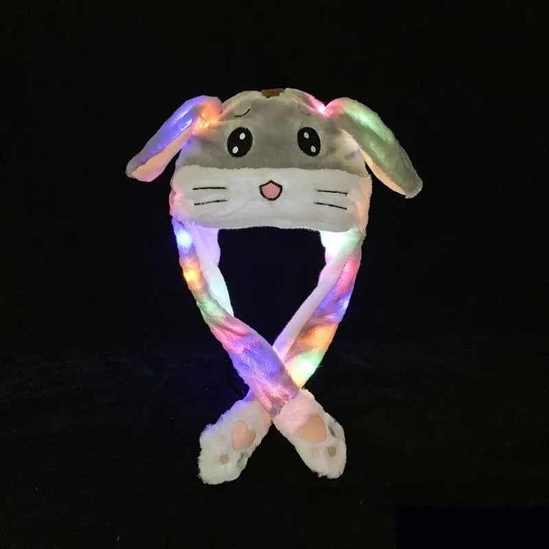 LED Light up Pluche Bewegende Konijn Hoed Grappige Gloeiende en Oor Bewegende Bunny Hoed Cap voor Vrouwen Meisjes Cosplay Kerstfeest Vakantie Hoed