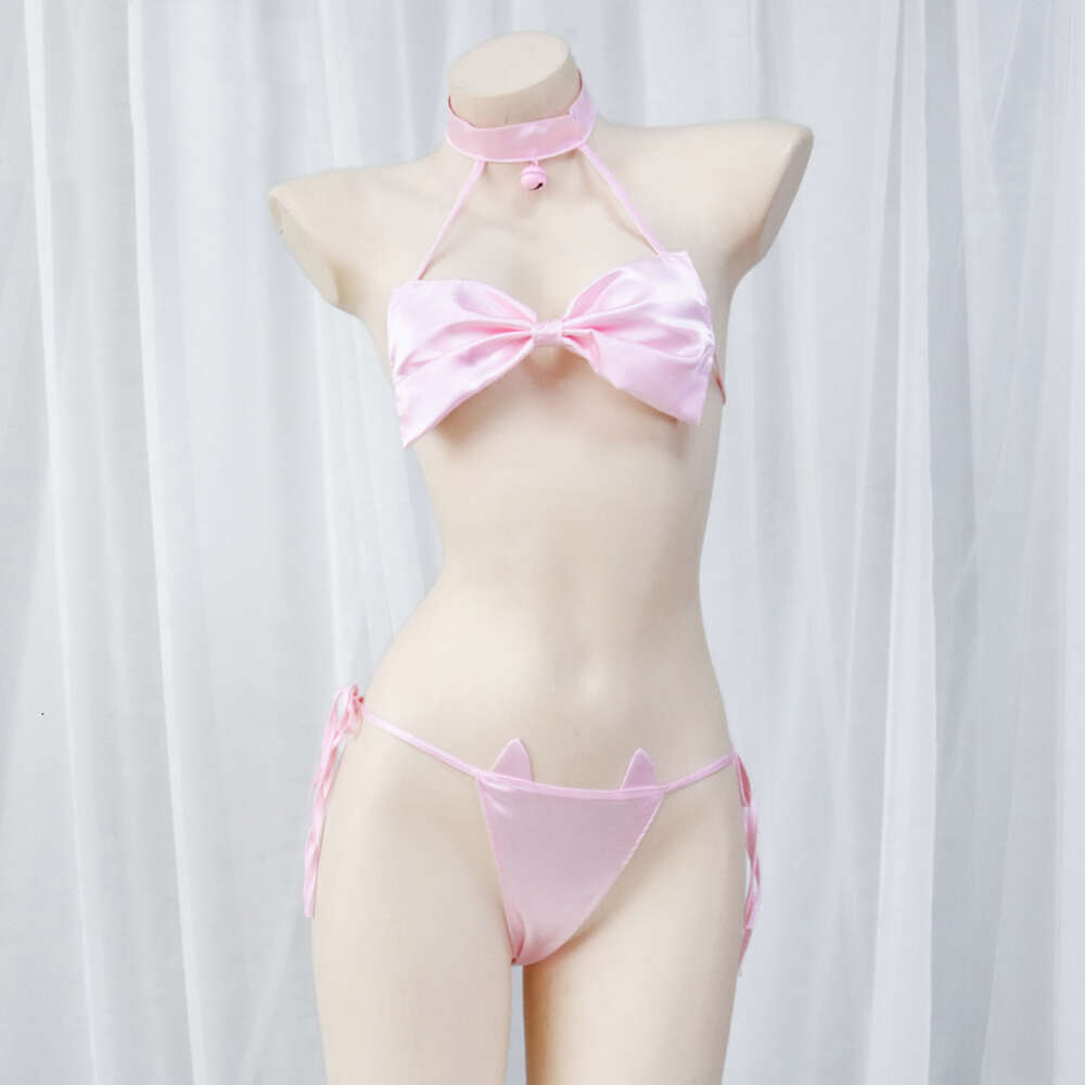 Ani Beach Girl Anime süße Katze rosa Schleife Bikini Badeanzug Bademode Unifrom Damen Unterwäsche Dessous Outfits Kostüme Cosplay