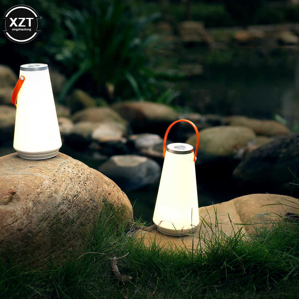 Night Lights Creative Portable LED Lantern hängande tältlampa USB Touch Switch laddningsbar nattljus för sovrum vardagsrum camping ljus p230331