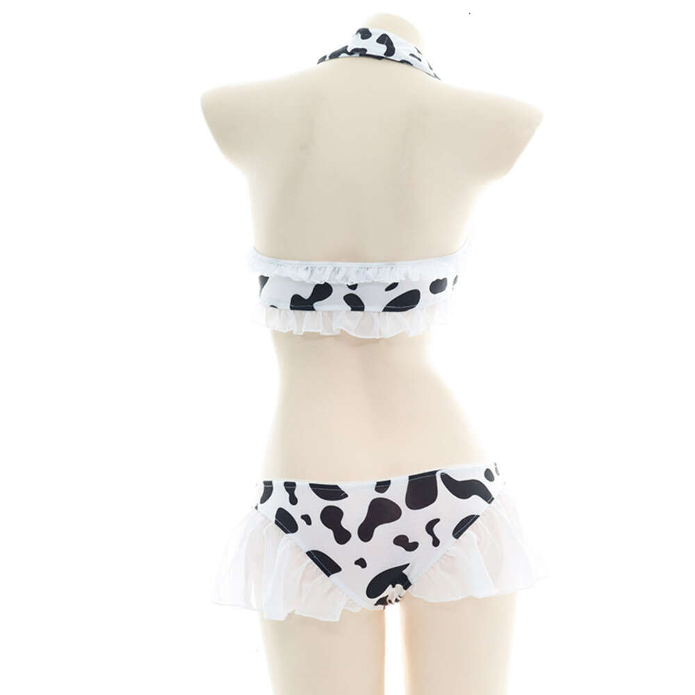 Ani Anime Girl Pet Cow Bikini Swimsuit Costume Pool Party Cute Chiffon Ruffle Swimwear Pamas Uniform Cosplay cosplay