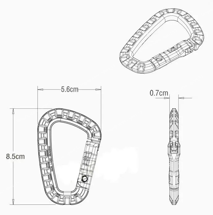 5 pièces 8.5 cm boucle de sac à dos tactique mousqueton tactique rapide crochet en plastique forme D Mosqueton EDC équipement pour Camping en plein air Camping randonnéeOutils de plein air en plein air