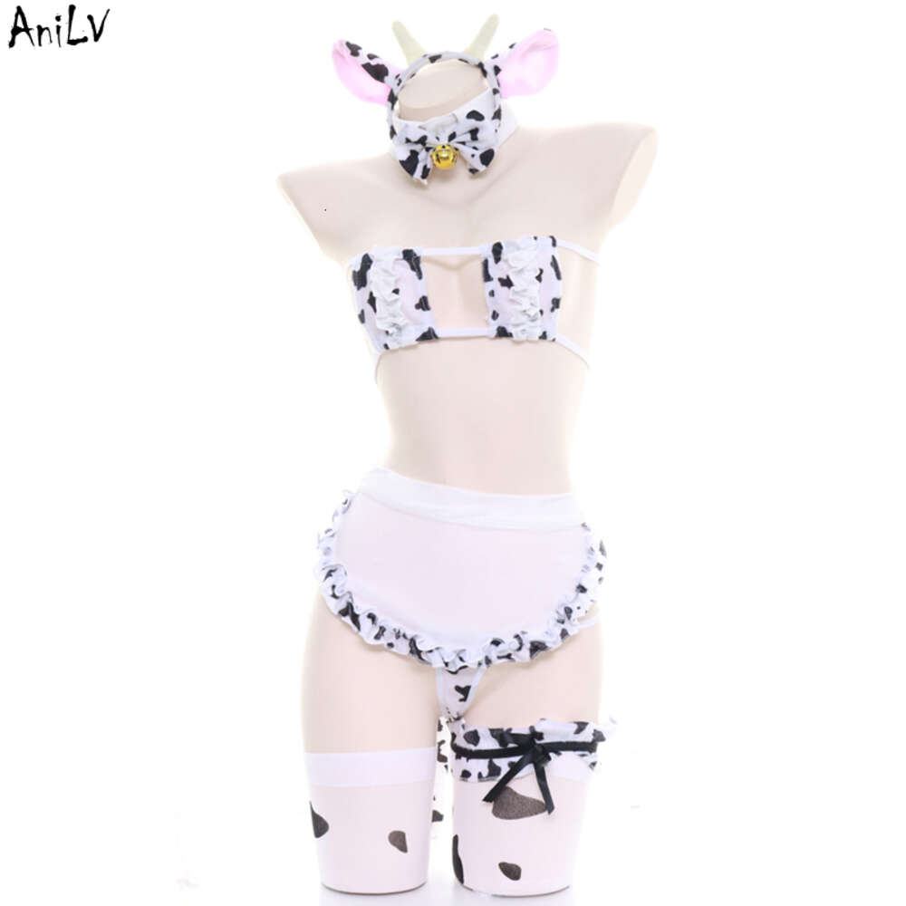 Ani mignon piscine fête vache fille femme de chambre Bikini Costume plage cloche étudiant maillot de bain uniforme ensemble Cosplay bandeau oreille queue cosplay