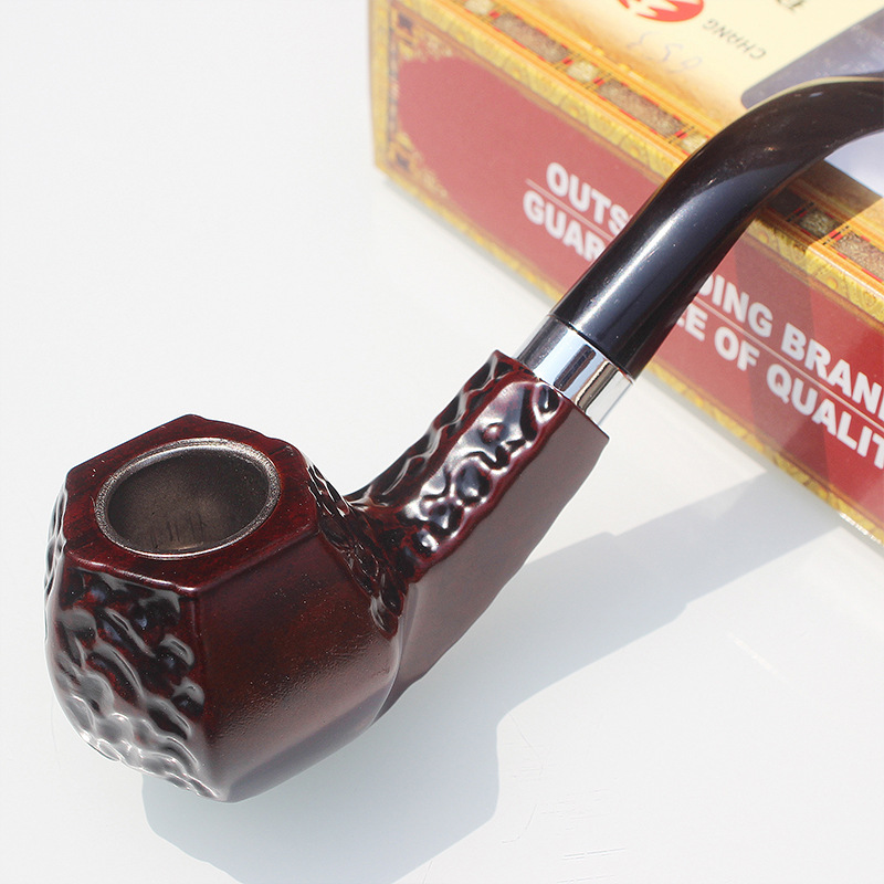 Tuyaux pour fumer Hexagonal Sculpté Business Gum Wood Pipe Hexagonal Burgundy Pipe CF653 Pot De Fer Tuyau Sec Outils De Fumer