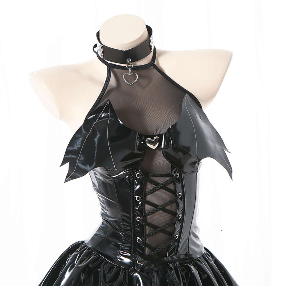Ani Damen Teufel Prinzessin Kleid Uniform Kostüme Mädchen Fledermaus Dämon Leder Halloween Outfit Cosplay Cosplay