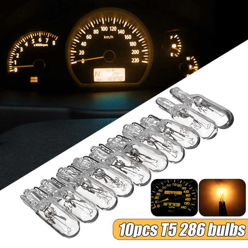 New Car Gauge Light 12V 1.2W T5 286 Glass Amber Light Bulb Dashboard Instrument Panel Brake Light Bulbs Headlights Lamp Lights