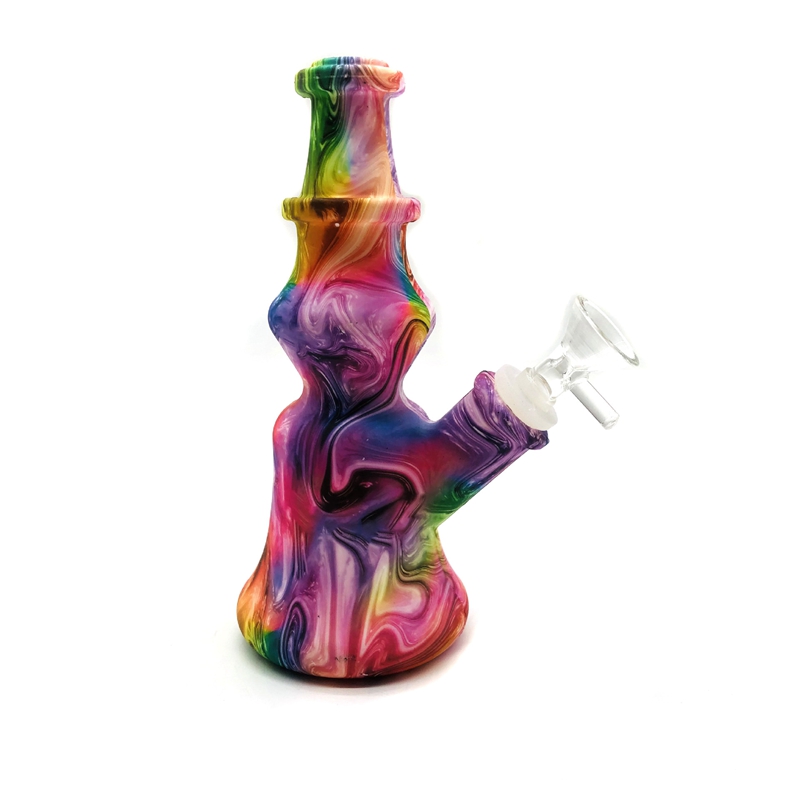 Cool Colorful Silicone Pipes Pagoda Style Bubbler Filter Portable Dry Herb Tobacco Handle Bowl Cigarette Holder Hookah Waterpipe Bong Smoking Tube