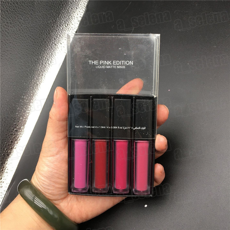 Märke mini läppglans matt läppglans röd rosa brun naken flytande läppstift 4 färger 1,9 ml*st