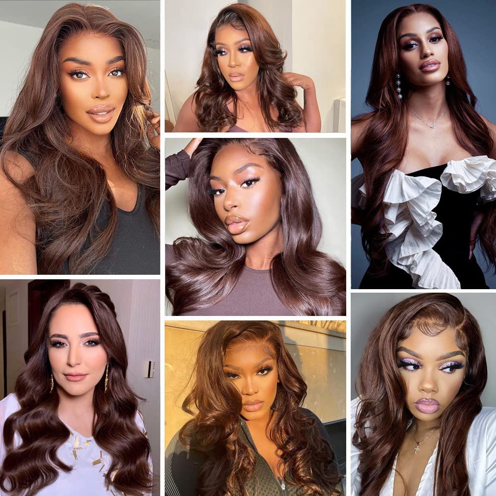 Chocolate Brown 13x4 Lace Frontal Wig 30 polegadas LACA SINTÉTICA CAIL CABELO DE CABELO DE CABE