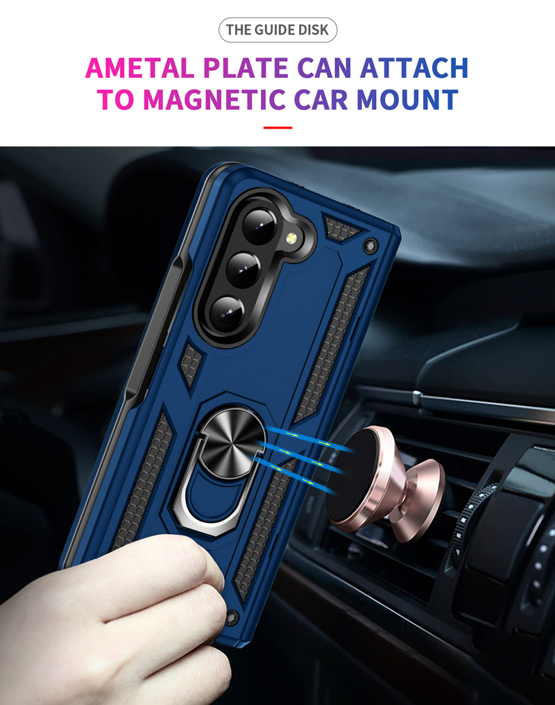 Metalen Ring Magnetische Kickstand mobiele telefoon achterkant 2 in 1 hybride TPU PC Telefoon Case voor samsung galaxy Z Fold 5 5G Case