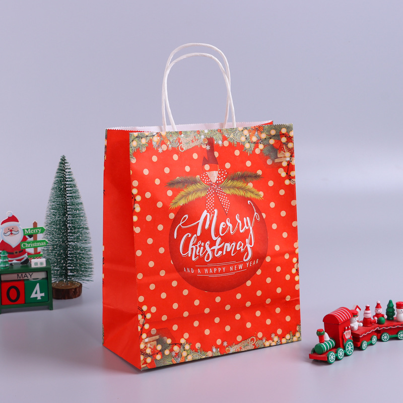 Regalo di Natale Sacchetto di carta Kraft Cartone animato Natale Shopping Regalo feste Borsa imballaggio di caramelle Borsa portatile