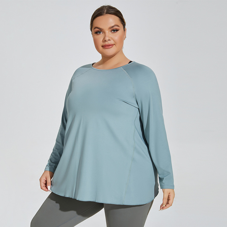 LU-1612 Senhoras Plus Size Primavera e Outono Camisa Solta de Yoga de Manga Comprida Top Camiseta Esportiva Feminina