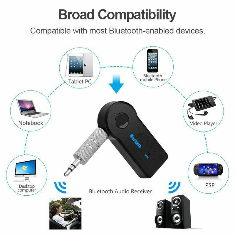 2 pièces Bluetooth AUX Mini récepteur Audio transmetteur Bluetooth 3.5mm Jack mains libres Auto Bluetooth Kit de voiture adaptateur de musique