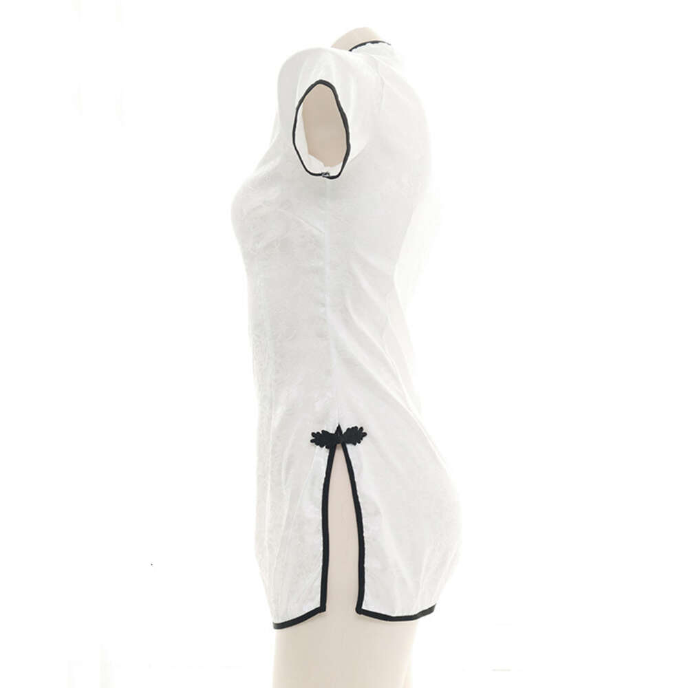 Ani China Witte Cheongsam Jurk Uniform Verleiding Lingerie Kostuum Vrouwen Sexy Ondergoed Pamas Party Kleding cosplay