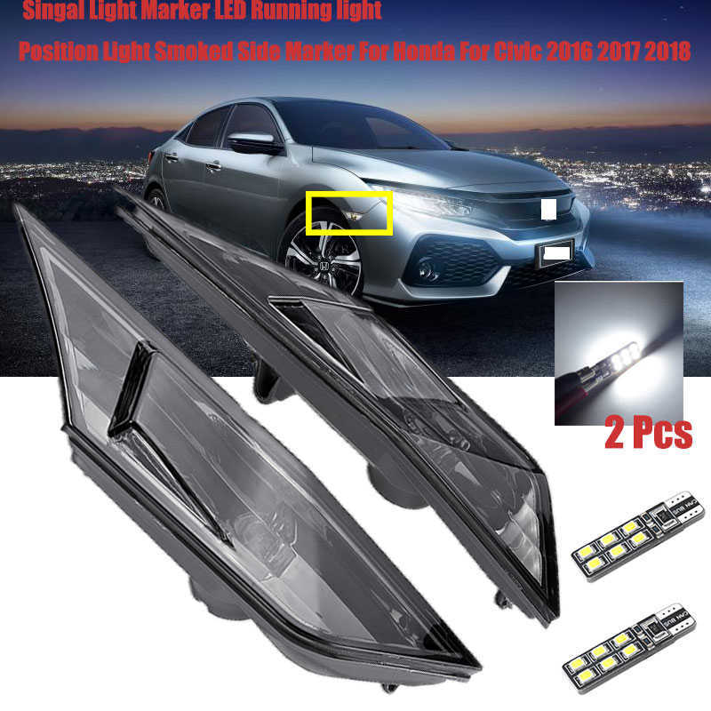 Nouveau e de feux de position latéraux de voiture fumé noir Kit de feux de position latéraux avant clignotant ou Honda pour Civic10th 2016-2018