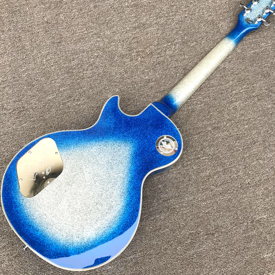Anpassad butik, tillverkad i Kina, högkvalitativ elektrisk gitarr, kromhårdvara, blå gitarr, tre -stycken pickup, gratis frakt