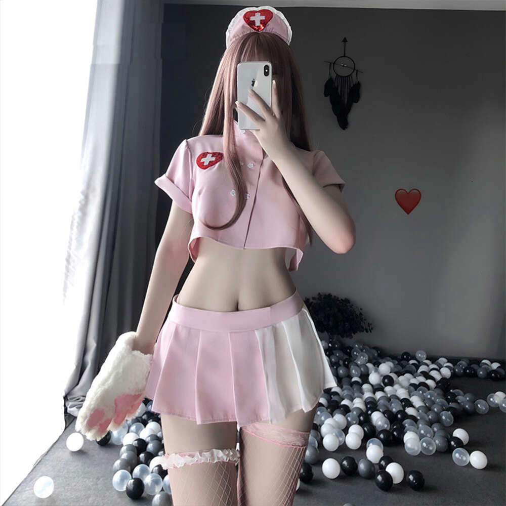 Ani rol oynar sevimli hemşire pembe erotik üniforma kostümler cosplay sırt şeffaf sevimli iç çamaşırı kıyafeti seti 2021 yeni cosplay