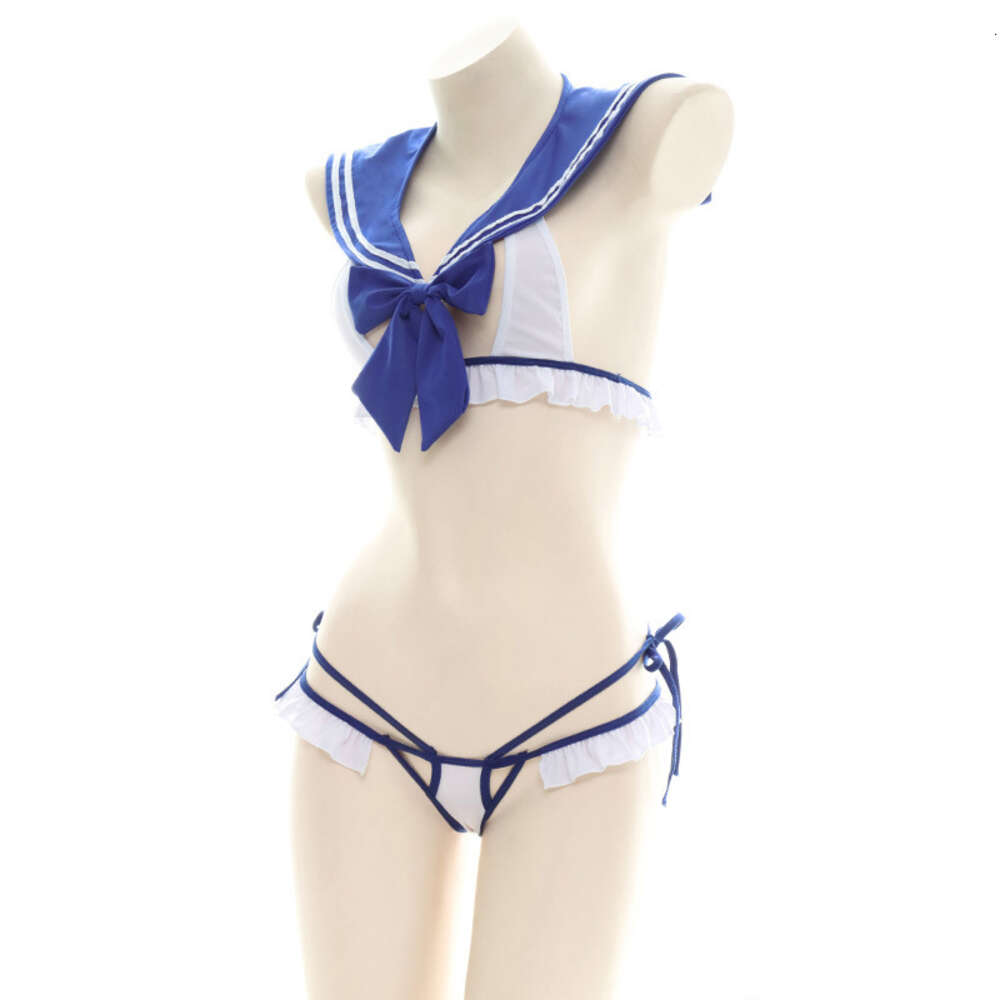 Ani Japanese Anime Navy Sailor Bikin Swimsuit Costume School Student Blue badkläder Uniform Temptation Lingerie Cosplay Cosplay