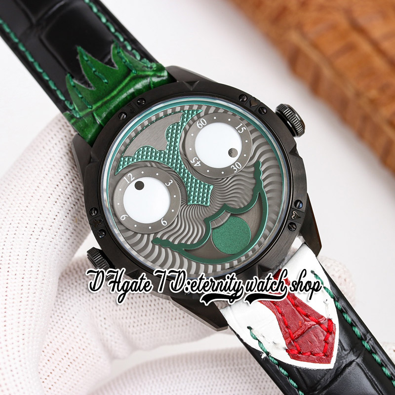 TWF V4S Japon NH35A Montre automatique pour homme Konstantin Chaykin Phase de lune Joker Cadran vert DLC Boîtier en acier noir Bracelet en cuir noir 2023 Super Edition Montres d'éternité