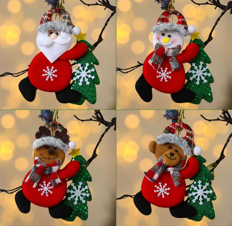 Feito à mão natal papai noel boneco de neve veados árvore de natal pendurado ornamentos boneca de pelúcia pingentes para decoração de natal df311