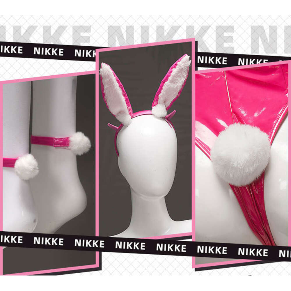 Ani Nikke gudinnan för Victory Viper Pink Leather Bodysuit Bunny Uniform Costume Cosplay