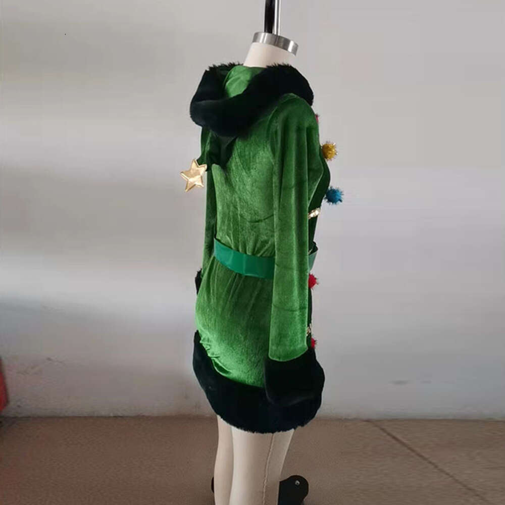 Ani Merry Christmas Green Tree Gift Hooded Dress Outfits Costumes Cosplay cosplay