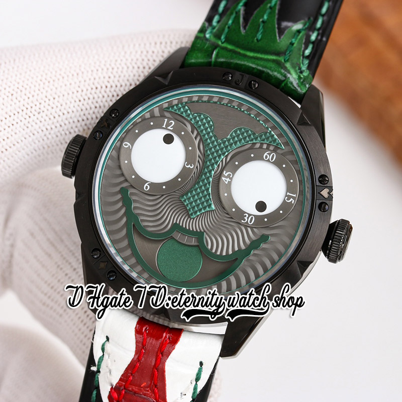 TWF V4S Japan NH35A Automatic Mens Watch Konstantin Chaykin Moon Phase Joker Green Dial DLC Black Steel Case Black Leather Strap 2023 Super Edition eternity Watches