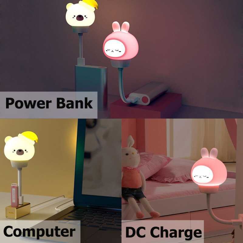 Luci notturne LED Chlidren USB Luce notturna Simpatico cartone animato Lampada da notte Orso Timing Telecomando bambino Regalo bambini Decorazioni la camera da letto Lampada da comodino P230331