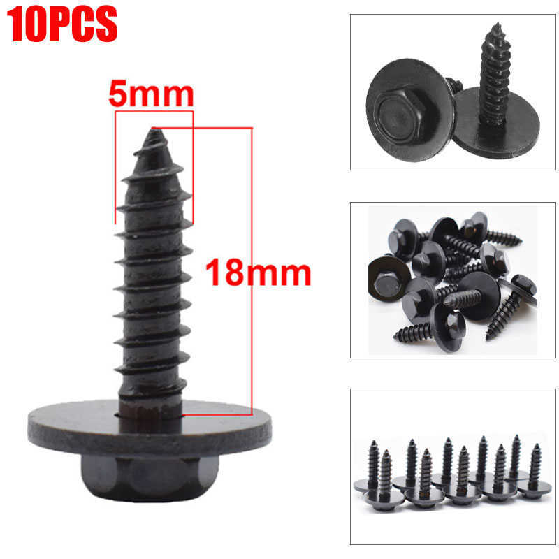 New J35 Universal Self Tapping Tapper Screw And Washer 5 x 18 mm Black 8mm Hex Head Self Tapping Tapper Screws For BMW Bens