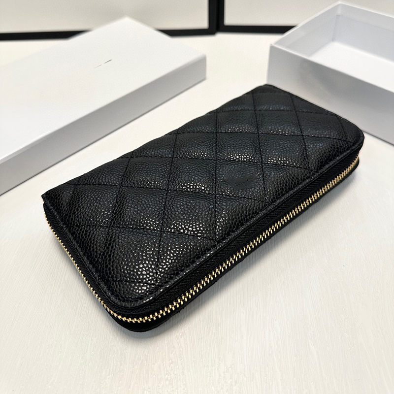 Luxury Designer Classic Double Letter Wallet French Brand Women Fashion Purse Clutch Bag High Quality Luxurious Caviar Genuine Leather Men Credit Card Holder