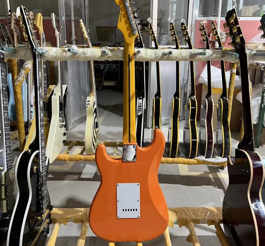 st Electric Guitar Solid Body Orange Color Rosewood Fingerboard High Quality Guitarra 
