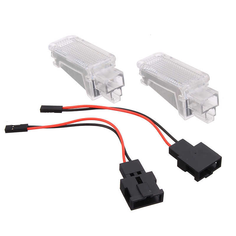 Nouveau 2x12V voiture LED porte de courtoisie projecteur lumière pied nid lumières fantôme ombre lumière lampe 6500K blanc pour Audi A3/A4/A6/VW/Skoda