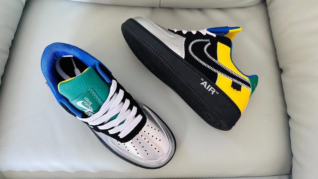 Nouveaux hommes classiques air chaussures de course forces 1 faible LVjointly bleu jaune canard mandarin style Paris baskets hommes femmes sport taille36-44 AF1-01