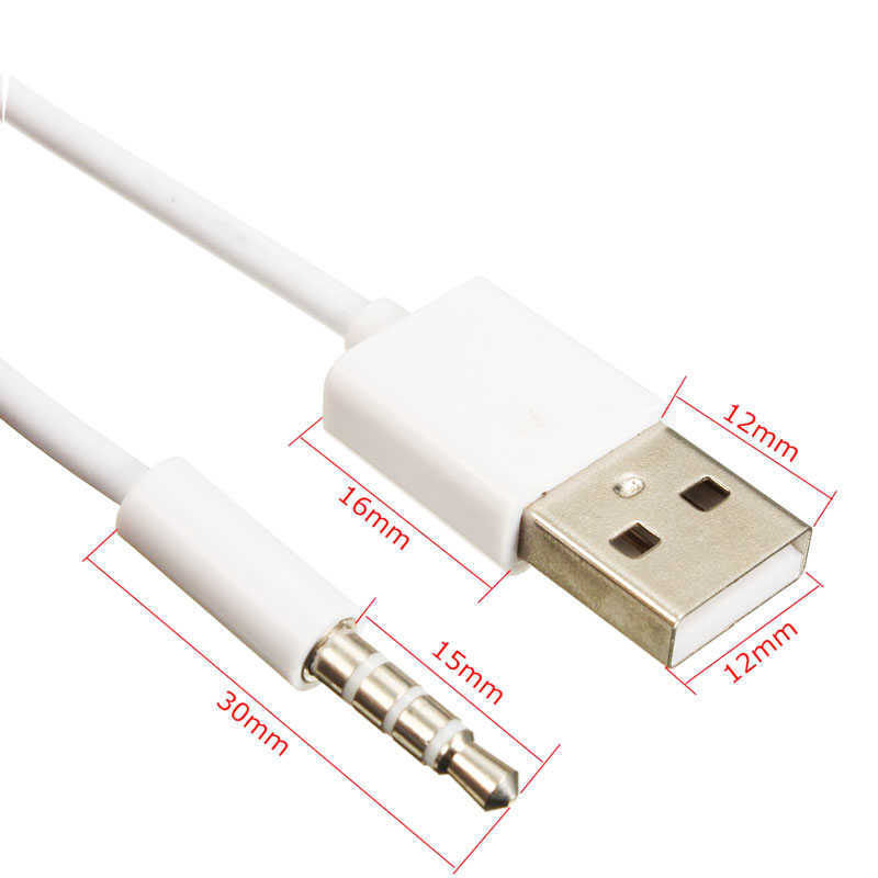 Ny USB 2,0 hane till 3,5 mm laddning Kabel Jack Connector Power Supply Charger Adapter för bil Audio AUX USB HUB Strömkabelkabel